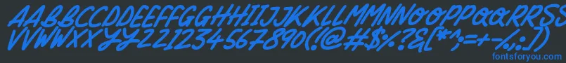 Silky Smooth Italic Font – Blue Fonts on Black Background