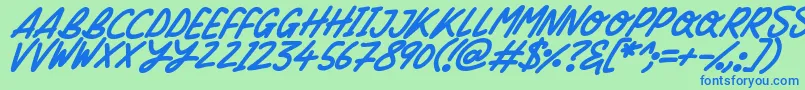 Silky Smooth Italic-Schriftart – Blaue Schriften auf grünem Hintergrund