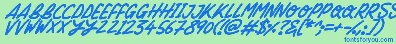 Czcionka Silky Smooth Italic – niebieskie czcionki na zielonym tle