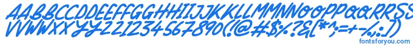 Fonte Silky Smooth Italic – fontes azuis em um fundo branco