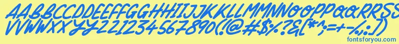 Silky Smooth Italic Font – Blue Fonts on Yellow Background