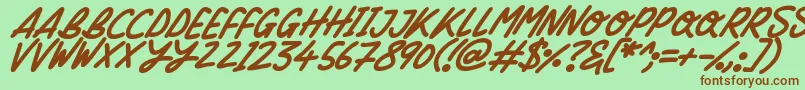 Silky Smooth Italic-fontti – ruskeat fontit vihreällä taustalla