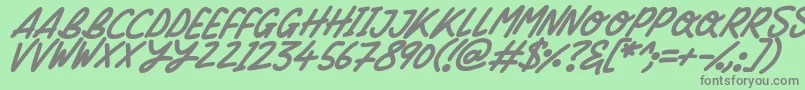 フォントSilky Smooth Italic – 緑の背景に灰色の文字
