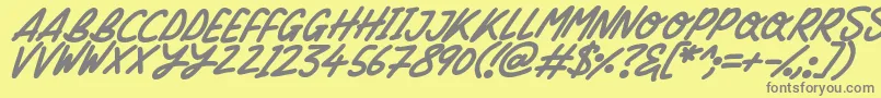 Silky Smooth Italic-Schriftart – Graue Schriften auf gelbem Hintergrund
