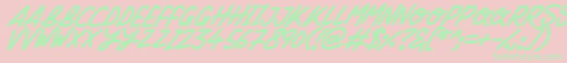 Silky Smooth Italic-Schriftart – Grüne Schriften auf rosa Hintergrund