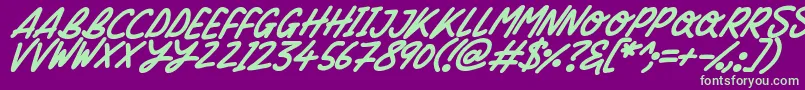 Silky Smooth Italic-Schriftart – Grüne Schriften auf violettem Hintergrund