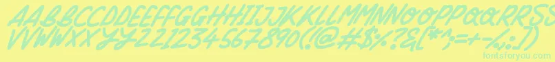 Silky Smooth Italic Font – Green Fonts on Yellow Background