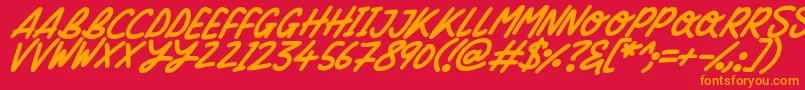 フォントSilky Smooth Italic – 赤い背景にオレンジの文字