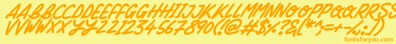 フォントSilky Smooth Italic – オレンジの文字が黄色の背景にあります。