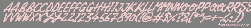 フォントSilky Smooth Italic – 灰色の背景にピンクのフォント
