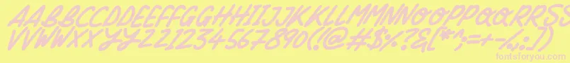 Silky Smooth Italic-Schriftart – Rosa Schriften auf gelbem Hintergrund