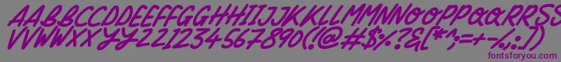 Czcionka Silky Smooth Italic – fioletowe czcionki na szarym tle