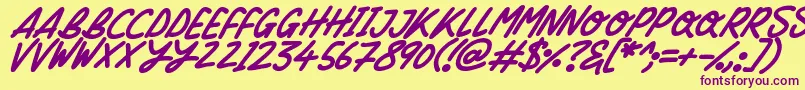 Silky Smooth Italic-fontti – violetit fontit keltaisella taustalla