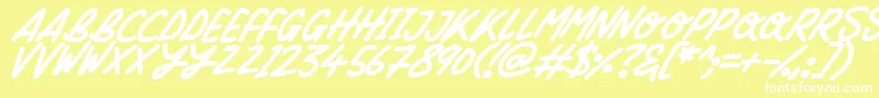 Шрифт Silky Smooth Italic – белые шрифты на жёлтом фоне