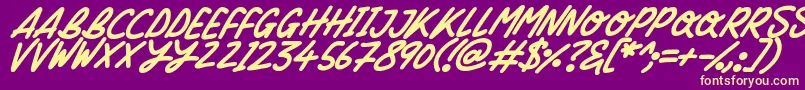 Fonte Silky Smooth Italic – fontes amarelas em um fundo roxo