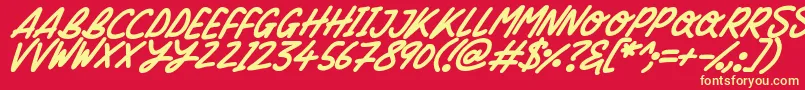 Fonte Silky Smooth Italic – fontes amarelas em um fundo vermelho