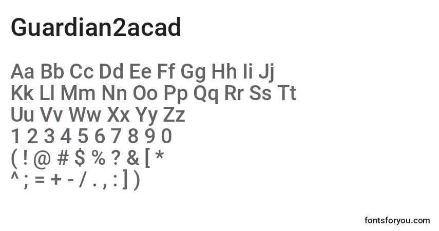A fonte Guardian2acad – alfabeto, números, caracteres especiais