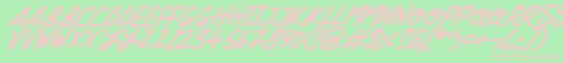 Fonte Silky Smooth Italic – fontes rosa em um fundo verde