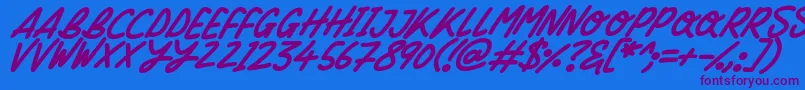 Silky Smooth Italic Font – Purple Fonts on Blue Background