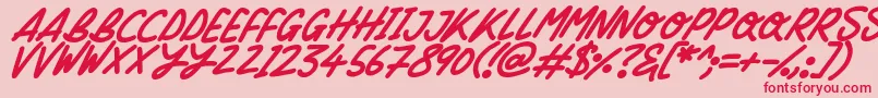 フォントSilky Smooth Italic – ピンクの背景に赤い文字