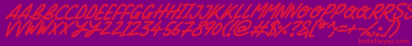 フォントSilky Smooth Italic – 紫の背景に赤い文字