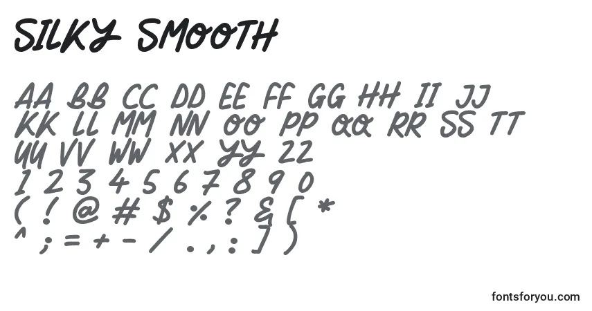 Czcionka Silky Smooth – alfabet, cyfry, specjalne znaki