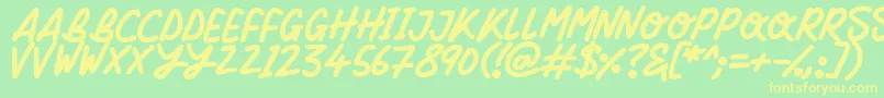 Silky Smooth-Schriftart – Gelbe Schriften auf grünem Hintergrund