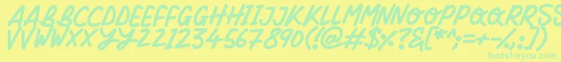 Fonte Silky Smooth – fontes verdes em um fundo amarelo