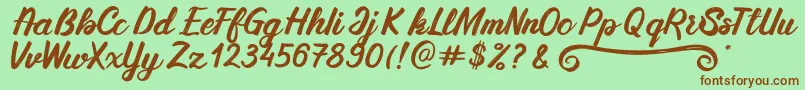 SilkyMilky Regular-Schriftart – Braune Schriften auf grünem Hintergrund