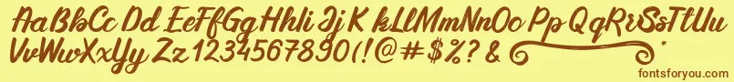 Fonte SilkyMilky Regular – fontes marrons em um fundo amarelo