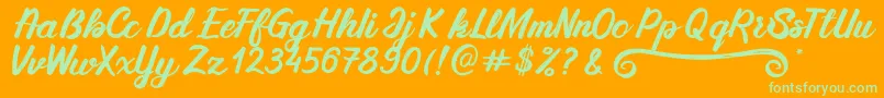 SilkyMilky Regular Font – Green Fonts on Orange Background