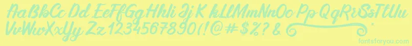 Fonte SilkyMilky Regular – fontes verdes em um fundo amarelo