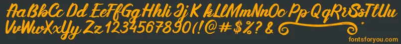 SilkyMilky Regular-fontti – oranssit fontit mustalla taustalla