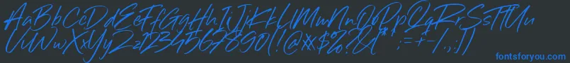 Sillii Willinn Font-Schriftart – Blaue Schriften auf schwarzem Hintergrund