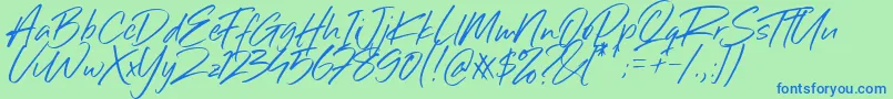 Sillii Willinn Font-Schriftart – Blaue Schriften auf grünem Hintergrund