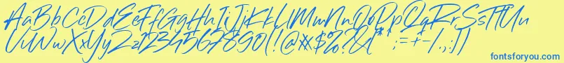 Sillii Willinn Font-Schriftart – Blaue Schriften auf gelbem Hintergrund