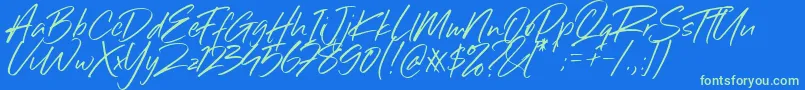 Sillii Willinn Font Font – Green Fonts on Blue Background