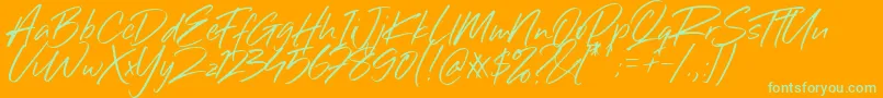 Sillii Willinn Font-Schriftart – Grüne Schriften auf orangefarbenem Hintergrund