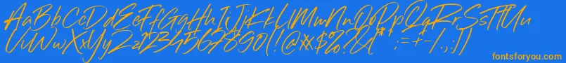 Sillii Willinn Font Font – Orange Fonts on Blue Background