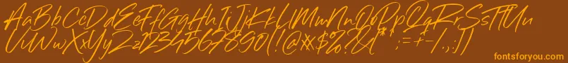 Sillii Willinn Font-Schriftart – Orangefarbene Schriften auf braunem Hintergrund