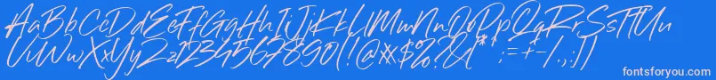 Sillii Willinn Font-Schriftart – Rosa Schriften auf blauem Hintergrund