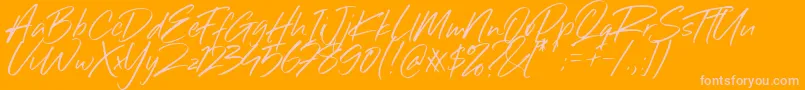 Sillii Willinn Font-Schriftart – Rosa Schriften auf orangefarbenem Hintergrund