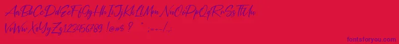 Silver Pen Font – Purple Fonts on Red Background