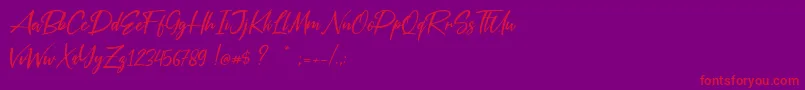 Silver Pen Font – Red Fonts on Purple Background