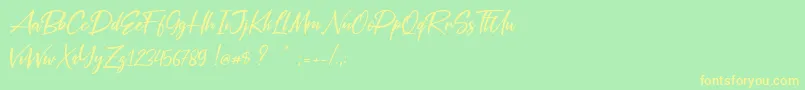 Silver Pen Font – Yellow Fonts on Green Background