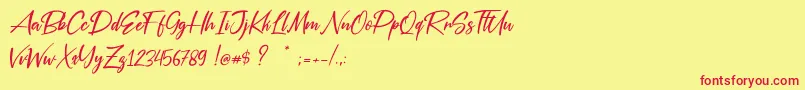 Silver Pen Font – Red Fonts on Yellow Background