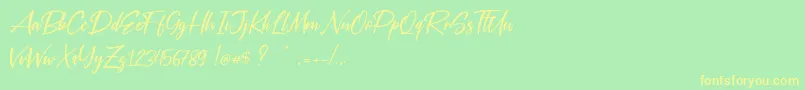 Silver Pen Font – Yellow Fonts on Green Background