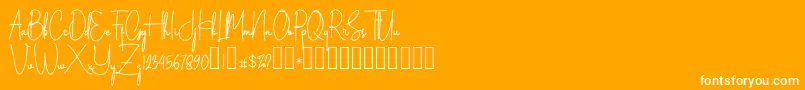 Silverstain Signature Demo-Schriftart – Weiße Schriften auf orangefarbenem Hintergrund