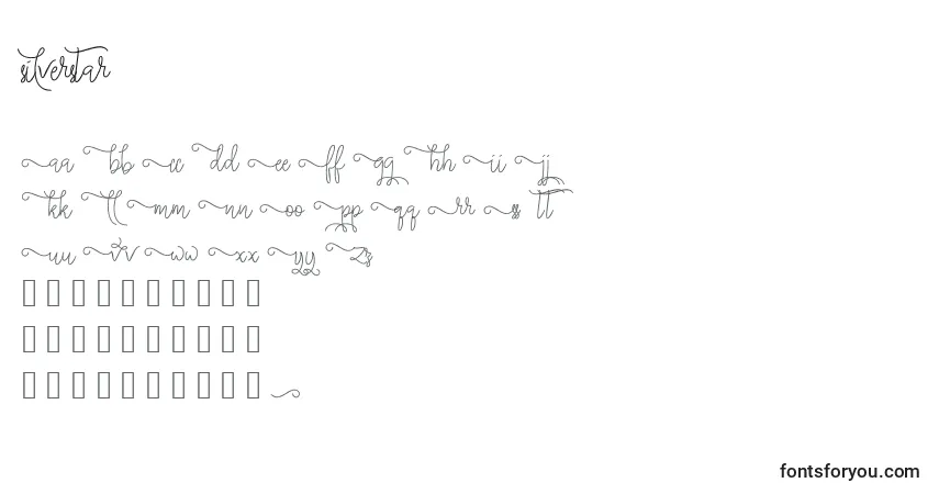 Schriftart Silverstar (140924) – Alphabet, Zahlen, spezielle Symbole
