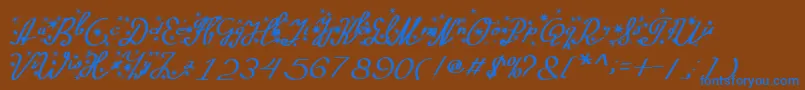 Silvester-Schriftart – Blaue Schriften auf braunem Hintergrund